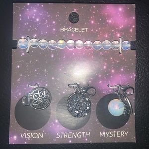 BBWT | Adorable Gothic Style Beaded Charm Bracelet from Hot Topic with 3 Charms